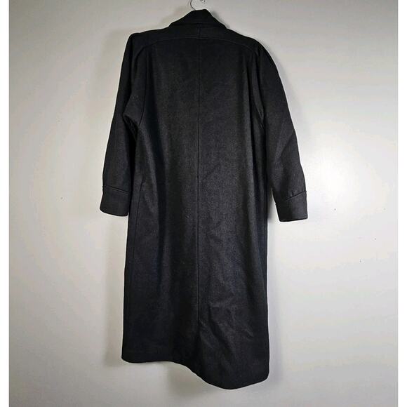 Vintage Wool Long Overcoat Women 8 Black Long Double Breasted 80s Made In USA - Picture 2 of 7